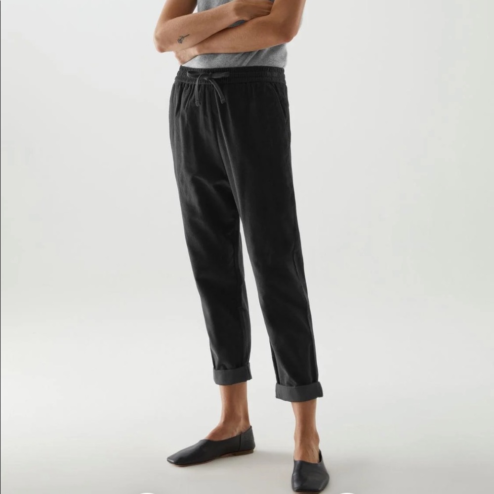 COS Black Cotton Corduroy Jogger Pants